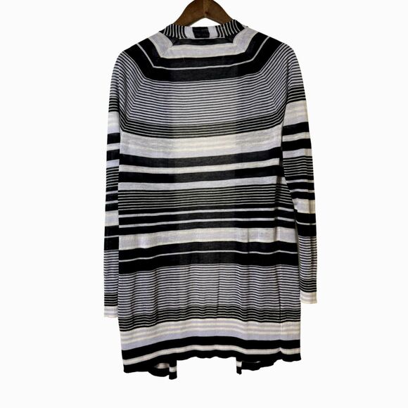 Loft Stripe Open Long Cardigan Lightweight Blue and White Large - Picture 5 of 6